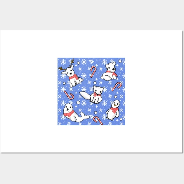 Snow Animal Candy Cane Print Wall Art by HeartonSleeves